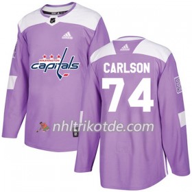 Washington Capitals Trikot John Carlson 74 Adidas 2017-2018 Lila Fights Cancer Practice Authentic - Herren